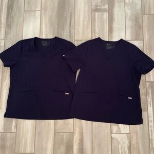 FIGS Lot of 2 Navy Blue XL Casma Scrub Tops Style# FW1100 PO# 1801